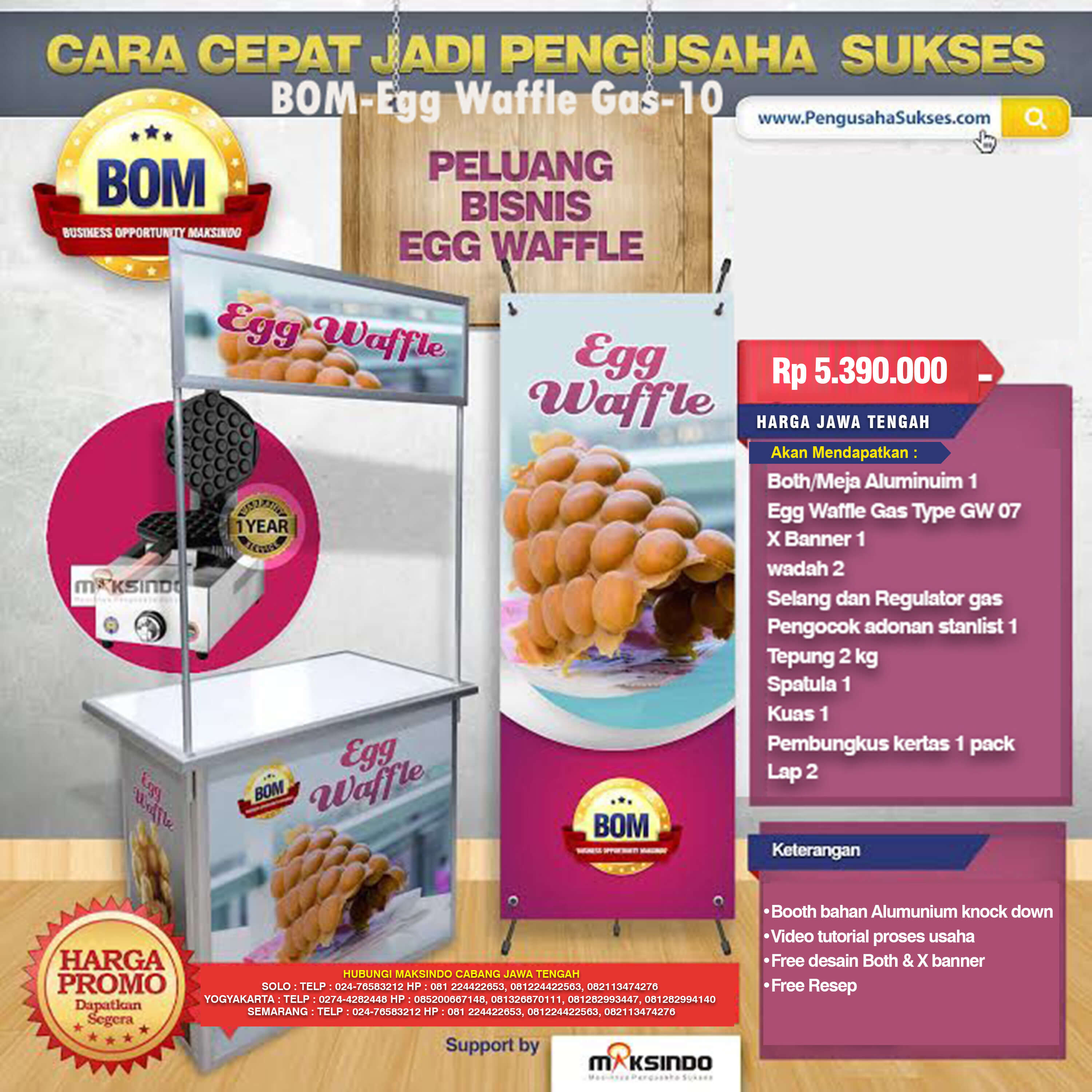 Paket Usaha Egg Waffle (Gas) Program BOM