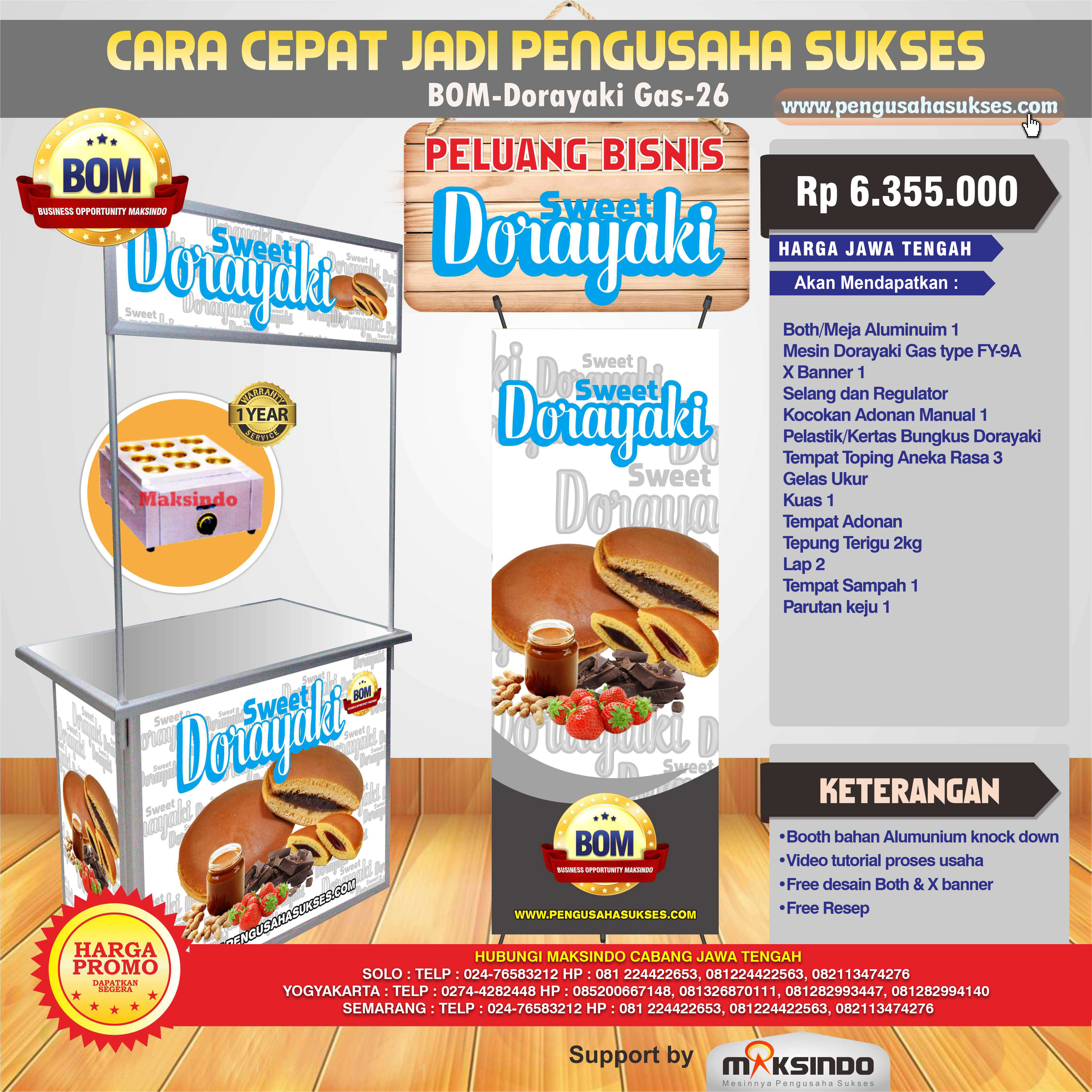 Paket Usaha Sweet Dorayaki (Gas) Program BOM