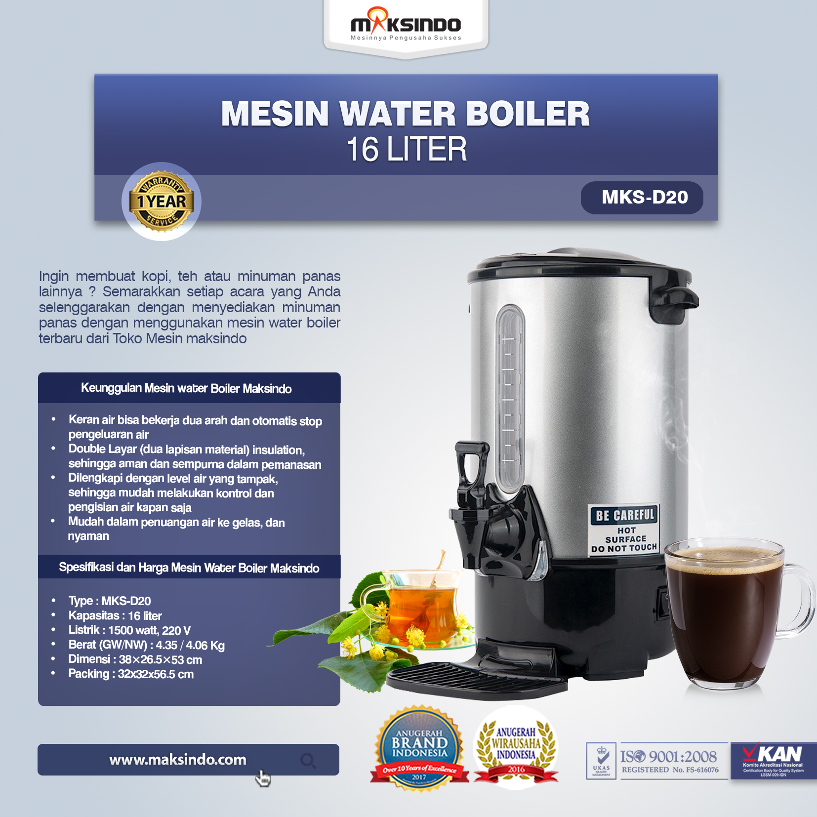Jual Mesin Water Boiler (MKS-D20) di Solo