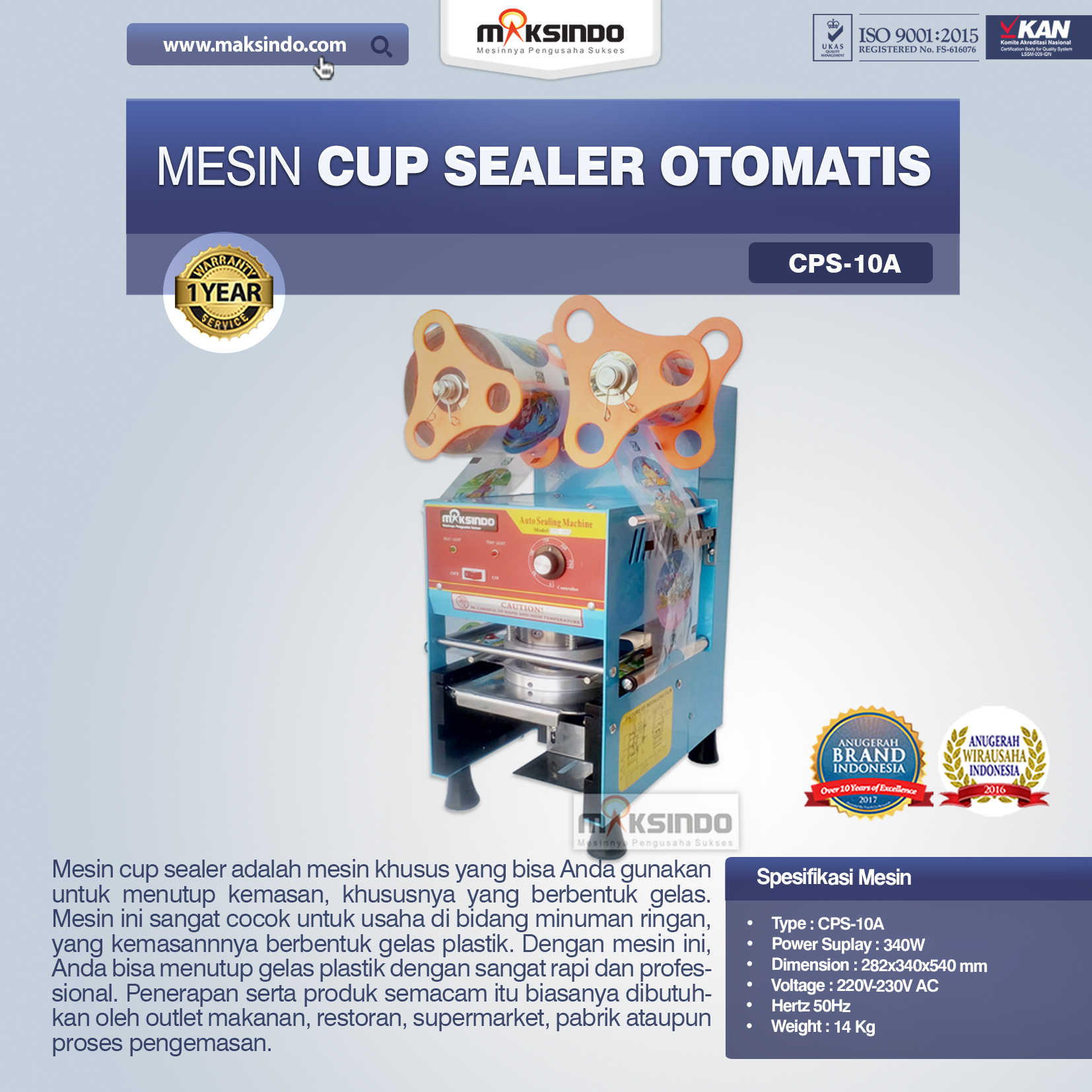 Jual Mesin Cup Sealer Otomatis (CPS-10A) di Solo