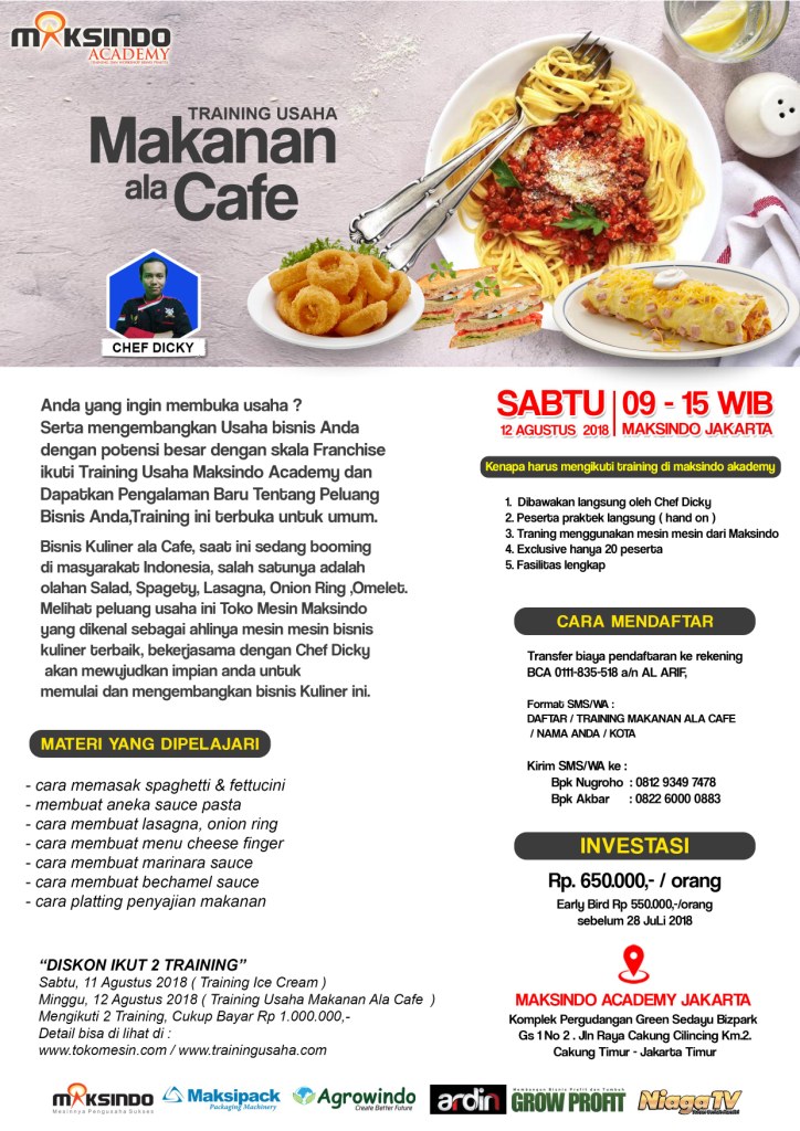 Training Usaha Makanan Ala Cafe, 12 Agustus 2018 Training Usaha Makanan Ala Cafe, 12 Agustus 2018